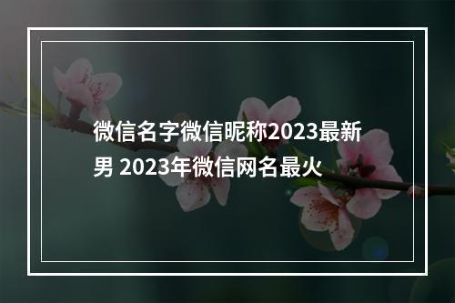 微信名字微信昵称2023最新男 2023年微信网名最火