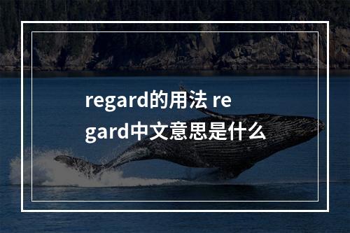 regard的用法 regard中文意思是什么