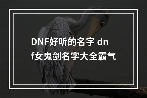DNF好听的名字 dnf女鬼剑名字大全霸气