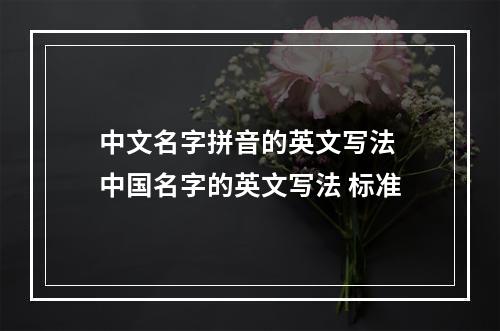 中文名字拼音的英文写法 中国名字的英文写法 标准
