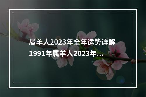 属羊人2023年全年运势详解 1991年属羊人2023年的运势