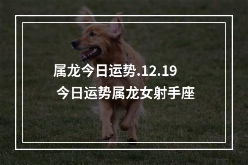 属龙今日运势.12.19 今日运势属龙女射手座