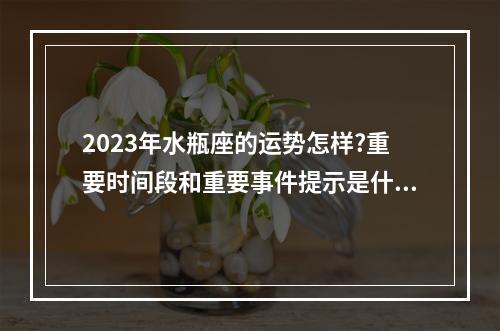 2023年水瓶座的运势怎样?重要时间段和重要事件提示是什么? 唐绮阳2023年星座运势水瓶座