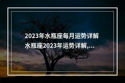 2023年水瓶座每月运势详解 水瓶座2023年运势详解,今年的运势可谓是从一而终,大干一场是真的吗...