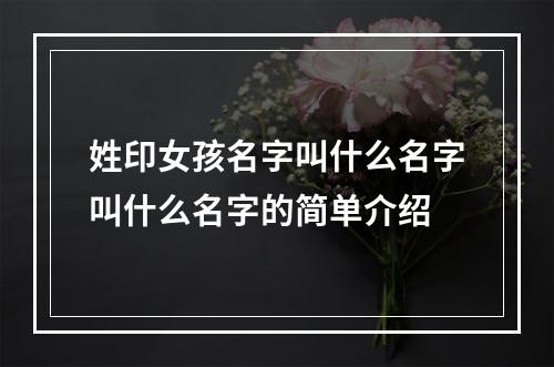 姓印女孩名字叫什么名字叫什么名字的简单介绍
