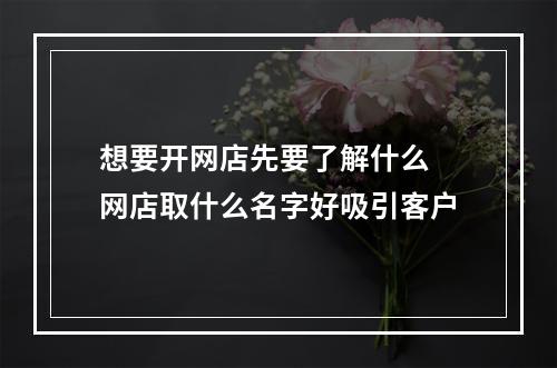 想要开网店先要了解什么 网店取什么名字好吸引客户