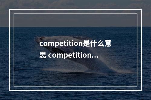 competition是什么意思 competition的用法