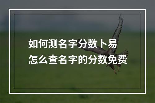如何测名字分数卜易 怎么查名字的分数免费