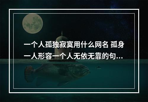 一个人孤独寂寞用什么网名 孤身一人形容一个人无依无靠的句子