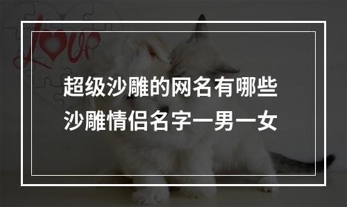 超级沙雕的网名有哪些 沙雕情侣名字一男一女