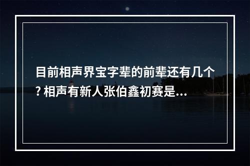 目前相声界宝字辈的前辈还有几个? 相声有新人张伯鑫初赛是在哪一期