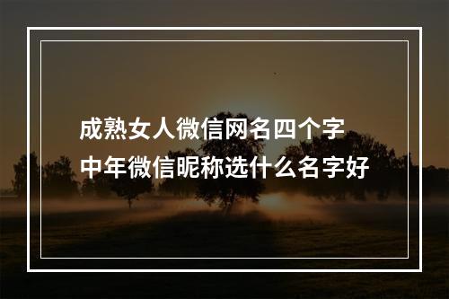 成熟女人微信网名四个字 中年微信昵称选什么名字好