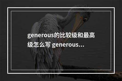 generous的比较级和最高级怎么写 generous是什么意思