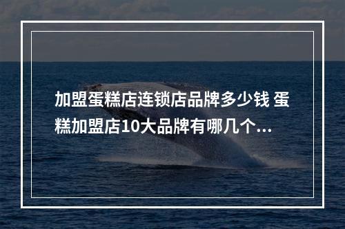 加盟蛋糕店连锁店品牌多少钱 蛋糕加盟店10大品牌有哪几个?