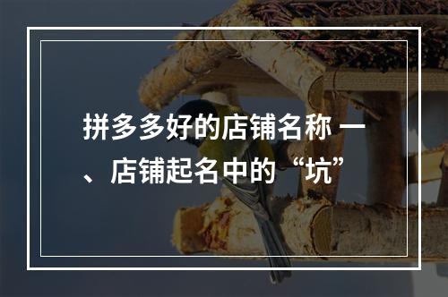 拼多多好的店铺名称 一、店铺起名中的“坑”