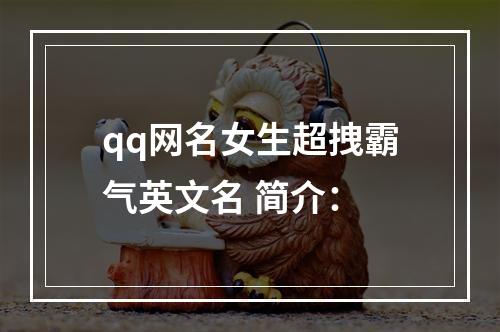 qq网名女生超拽霸气英文名 简介：