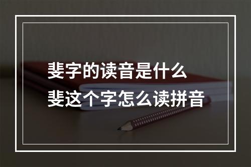 斐字的读音是什么 斐这个字怎么读拼音