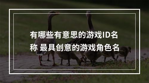 有哪些有意思的游戏ID名称 最具创意的游戏角色名
