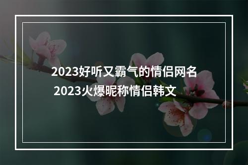 2023好听又霸气的情侣网名 2023火爆昵称情侣韩文