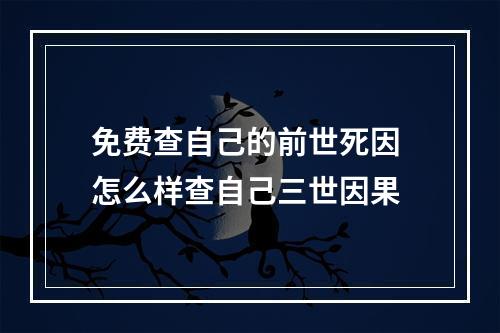 免费查自己的前世死因 怎么样查自己三世因果