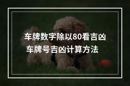 车牌数字除以80看吉凶 车牌号吉凶计算方法