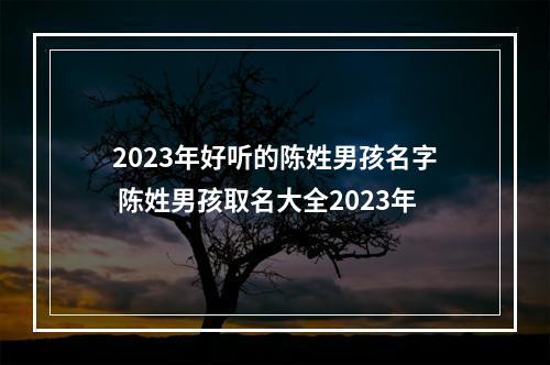 2023年好听的陈姓男孩名字 陈姓男孩取名大全2023年