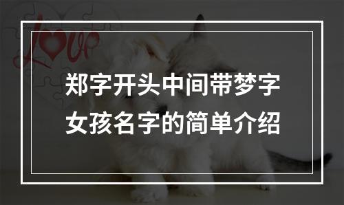 郑字开头中间带梦字女孩名字的简单介绍