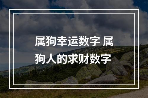 属狗幸运数字 属狗人的求财数字