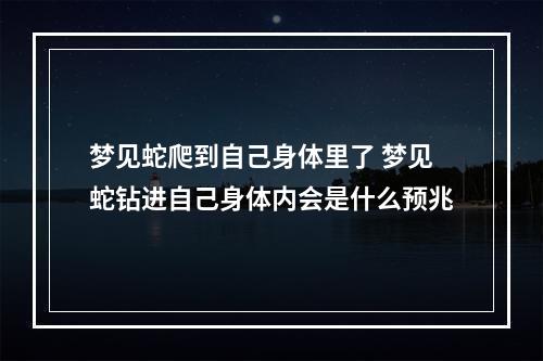 梦见蛇爬到自己身体里了 梦见蛇钻进自己身体内会是什么预兆