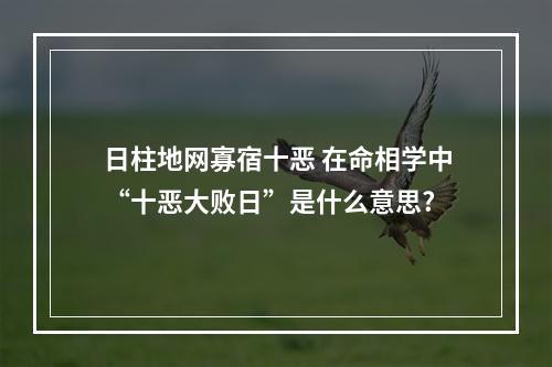 日柱地网寡宿十恶 在命相学中“十恶大败日”是什么意思?