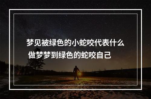 梦见被绿色的小蛇咬代表什么 做梦梦到绿色的蛇咬自己