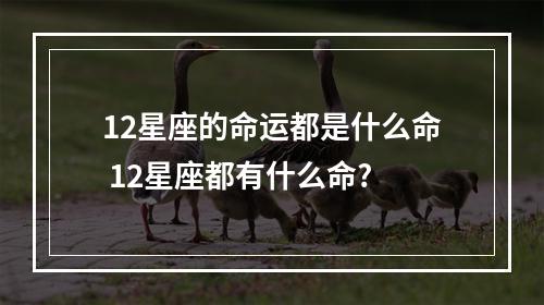 12星座的命运都是什么命 12星座都有什么命?