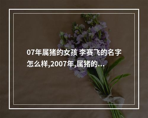 07年属猪的女孩 李赛飞的名字怎么样,2007年,属猪的女孩?