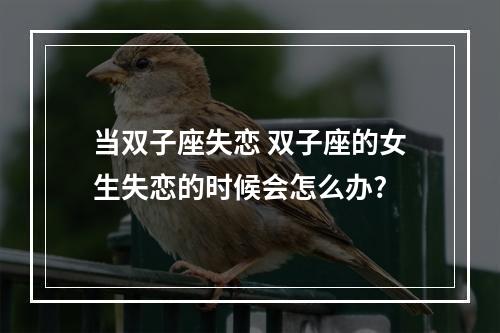 当双子座失恋 双子座的女生失恋的时候会怎么办?