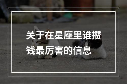 关于在星座里谁攒钱最厉害的信息