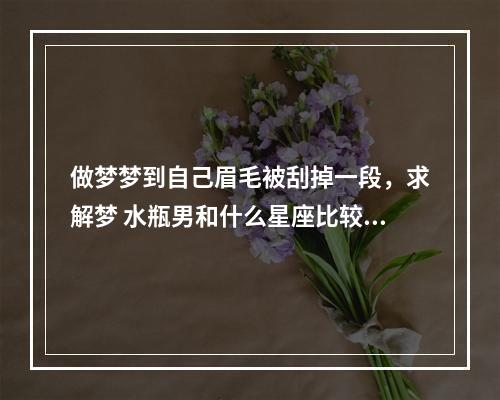 做梦梦到自己眉毛被刮掉一段，求解梦 水瓶男和什么星座比较配