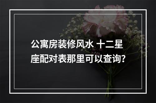 公寓房装修风水 十二星座配对表那里可以查询？