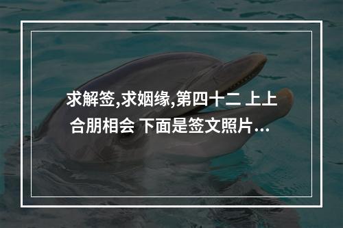 求解签,求姻缘,第四十二 上上 合朋相会 下面是签文照片谁帮我解释下... 姻缘四十二签