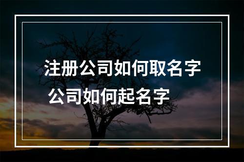 注册公司如何取名字 公司如何起名字