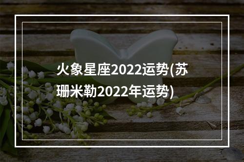 火象星座2022运势(苏珊米勒2022年运势)