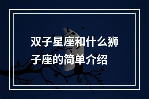 双子星座和什么狮子座的简单介绍