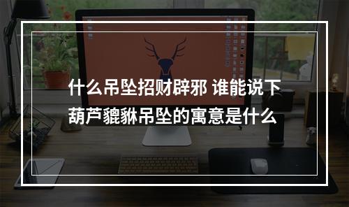 什么吊坠招财辟邪 谁能说下葫芦貔貅吊坠的寓意是什么