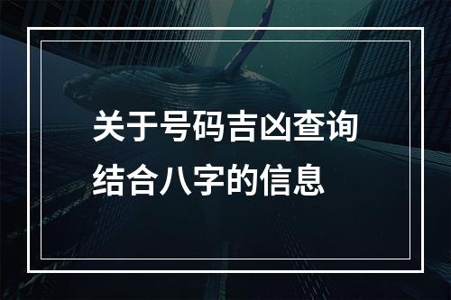 关于号码吉凶查询结合八字的信息