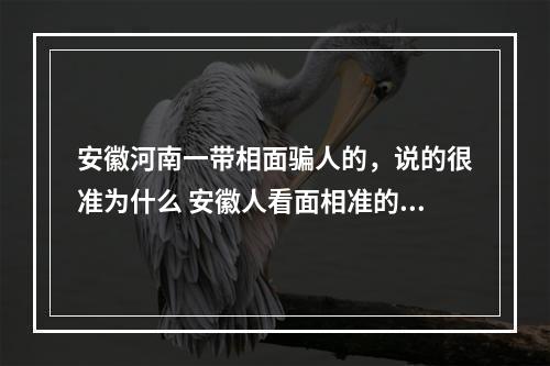 安徽河南一带相面骗人的，说的很准为什么 安徽人看面相准的真相