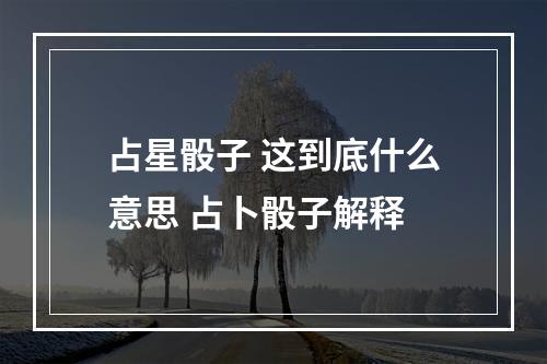 占星骰子 这到底什么意思 占卜骰子解释