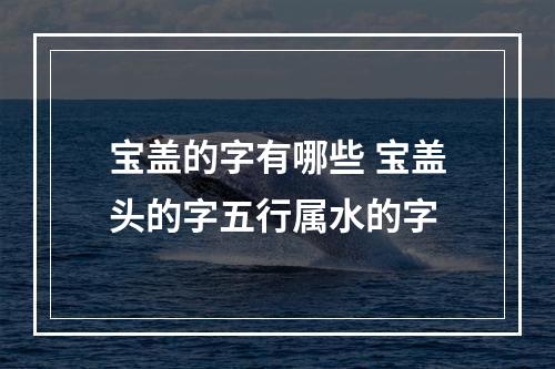 宝盖的字有哪些 宝盖头的字五行属水的字