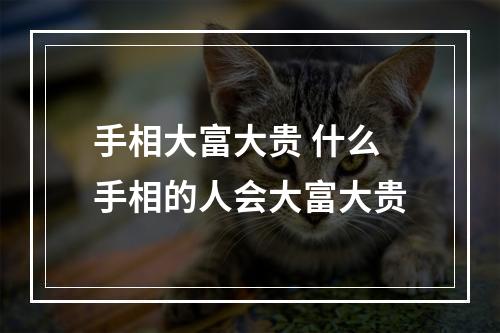 手相大富大贵 什么手相的人会大富大贵