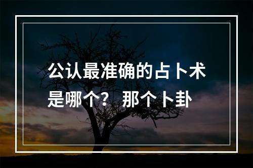 公认最准确的占卜术是哪个？ 那个卜卦
