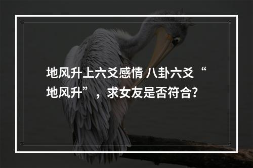 地风升上六爻感情 八卦六爻“地风升”，求女友是否符合？