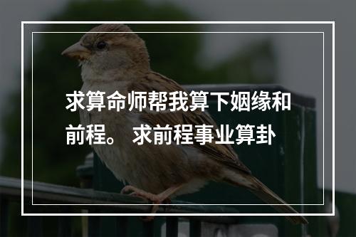 求算命师帮我算下姻缘和前程。 求前程事业算卦